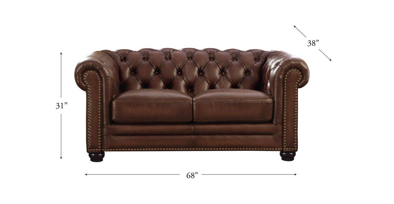 Aliso Leather Loveseat, Walnut Brown - Hydeline USA